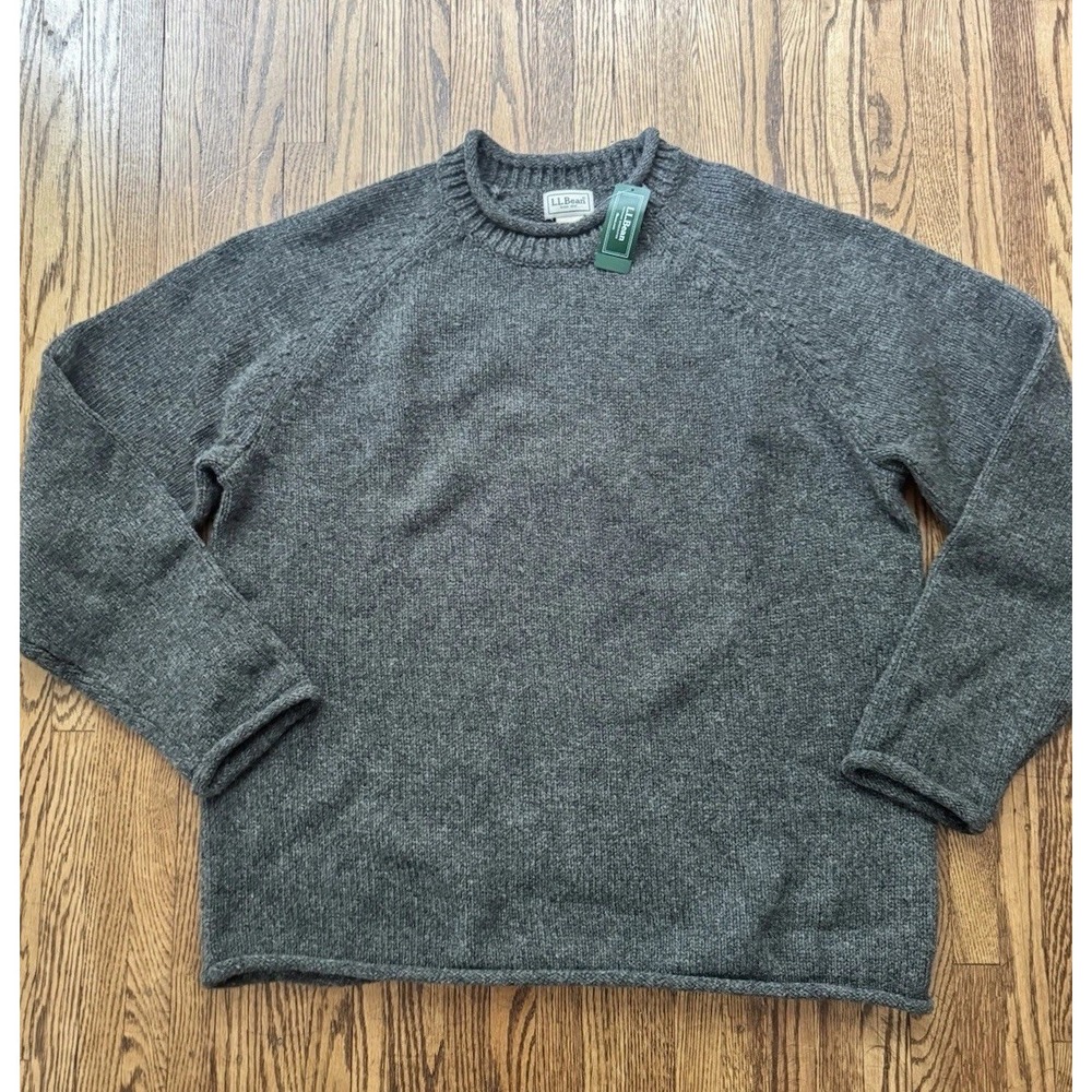 LL Bean Men's XL Classic Ragg Wool Rollneck Sweater Charcoal Gray NWT